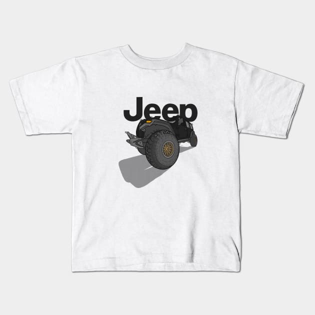 Jeep Design - Black Kids T-Shirt by 4x4 Sketch